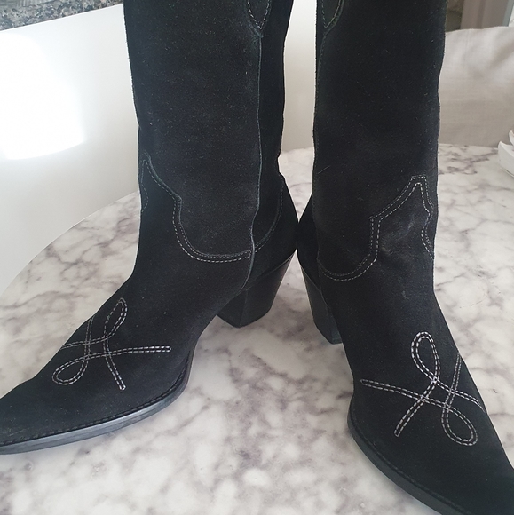 Cowboy black suede boots Franco Sarto - Picture 4 of 8